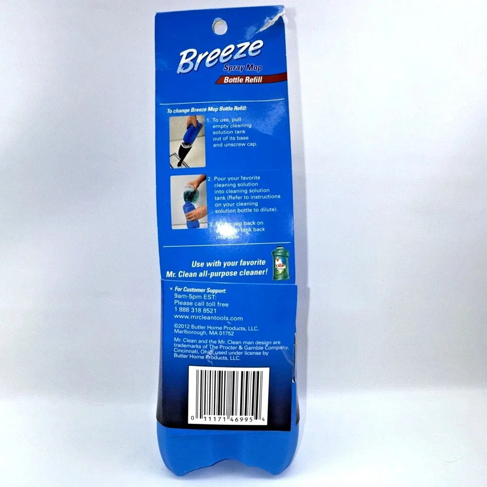 Mr. Clean Breeze Spray Mop Bottle Refill Replacement Tank Blue New Open Box